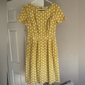 Yellow Boden dress with white flowers